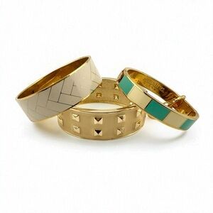 J. Crew and Spartina Gold, Cream, and Teal Bracelet Trio